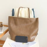 Elegant Soft PU Large Bag 2in1 – Retro Women's Shoulder Bag with Fashionable Large-Capacity Tote Design