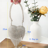 Fringed Rhinestone Bag, Birthday Party purse, Heart Shape Dinner Bag evening Clutch Purse Party, Prom Bag