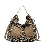 Ladies leopard print large capacity tote bag, vintage hobo bag casual, shoulder bag with crossbody strap, bag shoulder bag women