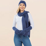 3PCS - Solid Winter Beanie Hat Scarf Gloves Set