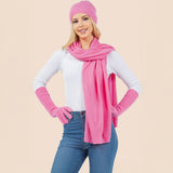 3PCS - Solid Winter Beanie Hat Scarf Gloves Set