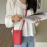 Casual crossbody mobile phone bag, simple red cute mini vertical bag, change bag female