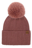 C.C Cable Cuff Pom Beanie