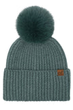 C.C Cable Cuff Pom Beanie