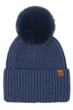 C.C Cable Cuff Pom Beanie