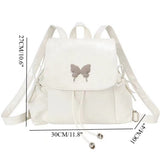 stylish White Butterfly Backpack, Female Student Backpack, Versatile Handheld Shoulder Travel Bag