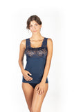 Mare Luxury Merino Wool Blend Women's Lace -Trimmed Tank Top (S - XXL). Proudly Made in Italy.