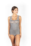 Mare Luxury Merino Wool Blend Women's Lace -Trimmed Tank Top (S - XXL). Proudly Made in Italy.