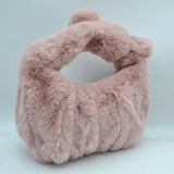Fluffy Plush Knotted Handle Shoulder Bag