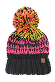 C.C Multi Color Chunky Yarn Pom Beanie
