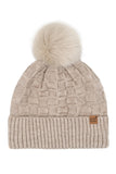 C.C Weaving Texture Knit Pom Beanie