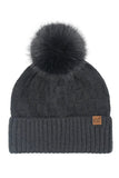 C.C Weaving Texture Knit Pom Beanie