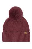C.C Weaving Texture Knit Pom Beanie