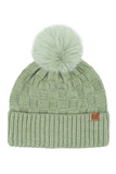 C.C Weaving Texture Knit Pom Beanie