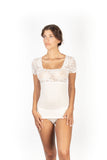 Mare Luxury Merino Wool Blend Women's Top with Lace. Proudly Made in Italy.
