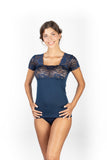 Mare Luxury Merino Wool Blend Women's Top with Lace. Proudly Made in Italy.
