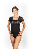 Mare Luxury Merino Wool Blend Women's Top with Lace. Proudly Made in Italy.