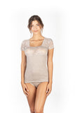 Mare Luxury Merino Wool Blend Women's Top with Lace. Proudly Made in Italy.
