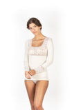 Mare Luxury Merino Wool Blend Women's Lace -Trimmed Long Sleeved Top (S - XL). Proudly Made in Italy (419)