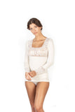 Mare Luxury Merino Wool Blend Women's Lace -Trimmed Long Sleeved Top (S - XL). Proudly Made in Italy (419)