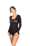 Mare Luxury Merino Wool Blend Women's Lace -Trimmed Long Sleeved Top (S - XL). Proudly Made in Italy (419)