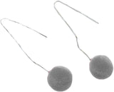 Faux Fur Pom Pom Tassel Drop Dangle Earrings Set