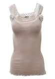 BASIC COTTON Free Spirit Premium Quality 100% Cotton Women's Lace Trim Tank Top Made in Italy (602)