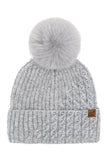 C.C Cable Pom With Pearl Embellishments Beanie