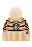 C.C Aztec Pattern Pom Cuff Beanie