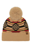 C.C Aztec Pattern Pom Cuff Beanie