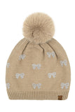 C.C Allover Rhinestone Mini Bow Pom Beanie