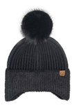 C.C Fur Earflap Pom Beanie