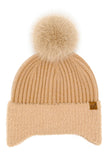 C.C Fur Earflap Pom Beanie