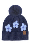 C.C Daisy Pattern Beanie with Pom