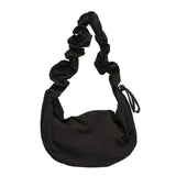 Small shoulder women's casual, pleated nylon hobo bag, fashion drawstring canvas crossbody bag
