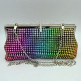Rhinestone Evening Clutch Bag with Detachable Chain Shoulder Strap and Crystal Embellished Clasp