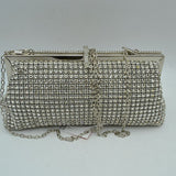 Rhinestone Evening Clutch Bag with Detachable Chain Shoulder Strap and Crystal Embellished Clasp