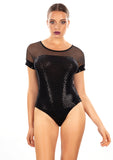 EGI Exclusive Collections Black Lurex Bodysuit. Proudly Made in Italy (4349)