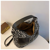 Ladies leopard print large capacity tote bag, vintage hobo bag casual, shoulder bag with crossbody strap, bag shoulder bag women