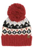 C.C Geometric Pattern Yarn Pom Beanie