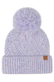 C.C Criss-Cross Pattern Yarn Pom Beanie