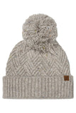 C.C Criss-Cross Pattern Yarn Pom Beanie