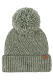 C.C Criss-Cross Pattern Yarn Pom Beanie