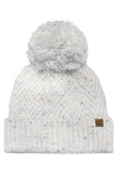 C.C Criss-Cross Pattern Yarn Pom Beanie