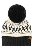 C.C Fair Isle Pattern Yarn Pom Beanie