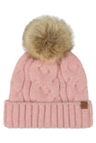 C.C Solid Big Cable Pattern Knit Cuff Pom Beanie