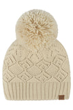 C.C Diamond Lace Pattern Yarn Pom Solid Beanie