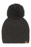C.C Diamond Lace Pattern Yarn Pom Solid Beanie