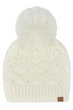 C.C Diamond Lace Pattern Yarn Pom Solid Beanie