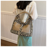Ladies leopard print large capacity tote bag, vintage hobo bag casual, shoulder bag with crossbody strap, bag shoulder bag women